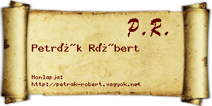 Petrák Róbert névjegykártya