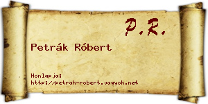 Petrák Róbert névjegykártya